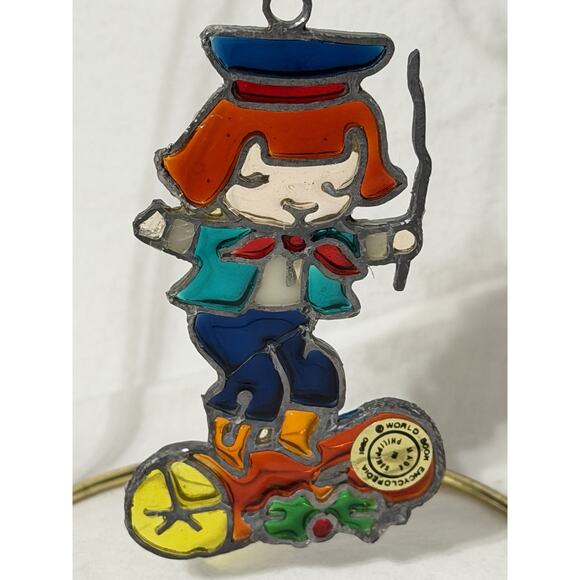 Vintage World Book Encyclopedia Stained Glass Sun Catcher Christmas Ornament - Picture 2 of 3